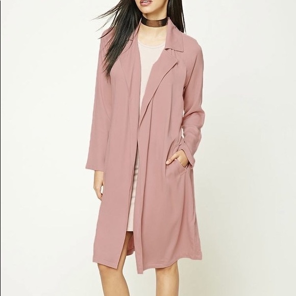 NEW Forever21 Pink Belted Trench Coat size Small - Picture 1 of 7